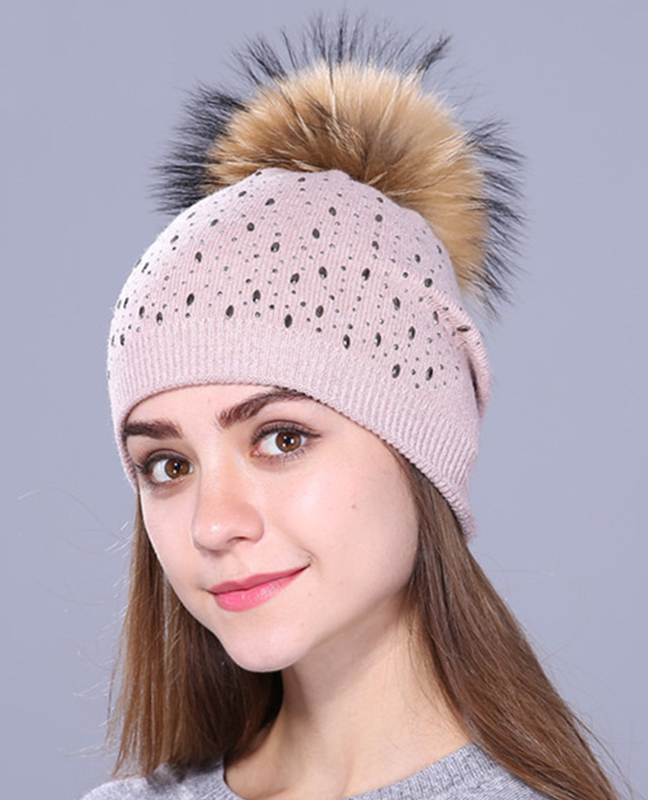 Knitted Raccoon Fur winter Hat Knitted Raccoon Fur winter Hat