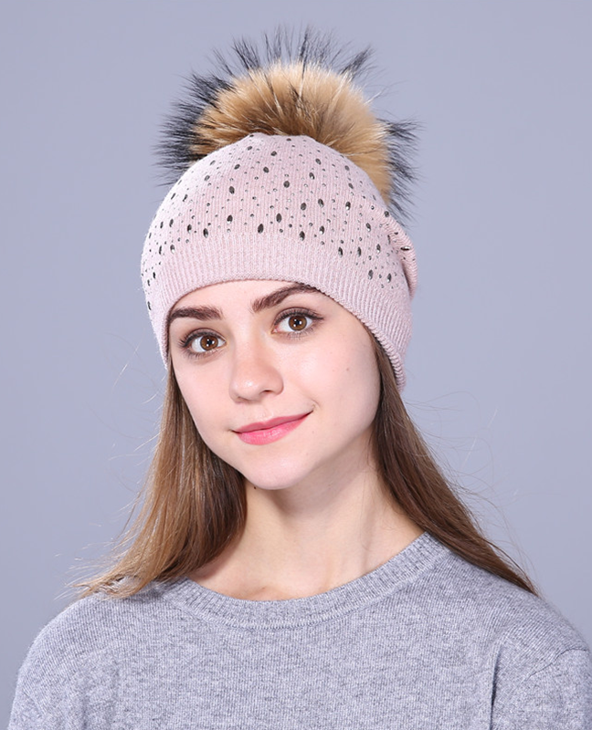 Knitted Raccoon Fur winter Hat Knitted Raccoon Fur winter Hat