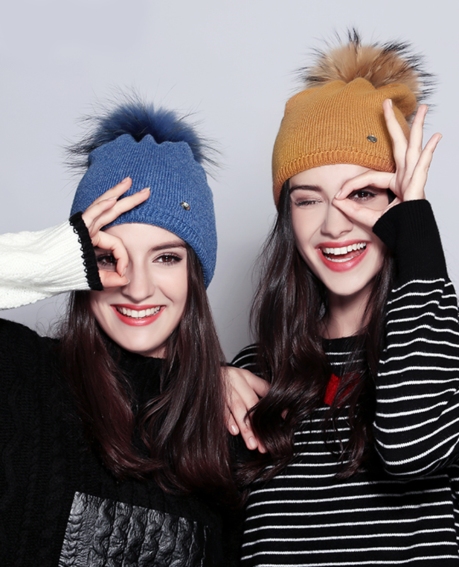 Elegant Raccoon Fur Double Layer Beanie Elegant Raccoon Fur Double Layer Beanie