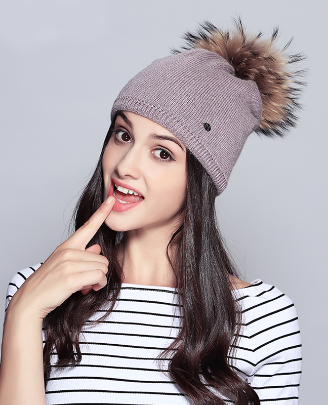 Elegant Raccoon Fur Double Layer Beanie Elegant Raccoon Fur Double Layer Beanie
