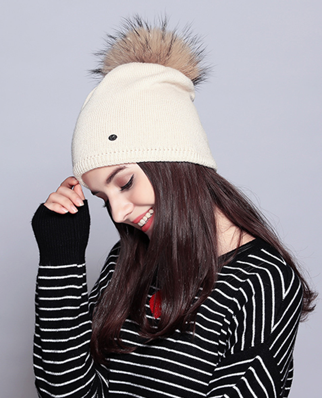 Elegant Raccoon Fur Double Layer Beanie Elegant Raccoon Fur Double Layer Beanie