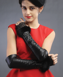 Premium fingerless rabbit fur Glove